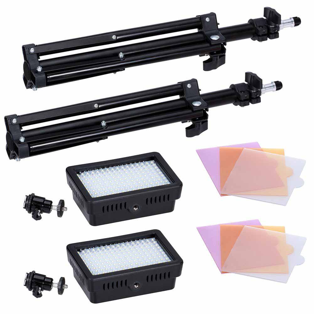 Bestlight Fotografía 160 LED Kit de iluminación de estudio, incluyendo (2) 160 LED Panel de Luz de vídeo de alta potencia (2) 32 
